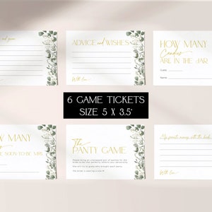 Bridal Shower Game Template Greenery Gold Bundle, Floral Eucalyptus Pack, White and Sage Green Wedding Activity, Elegant Sign Bride, BS44 image 6