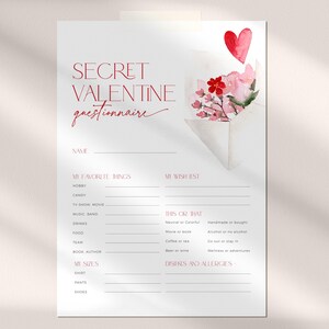 Blumen geheimnis Schwester Vorlage, Herz Valentines Party Geschenk Börse, Urlaub Wunschliste Form, Lieblings Dinge Fragebogen CH83