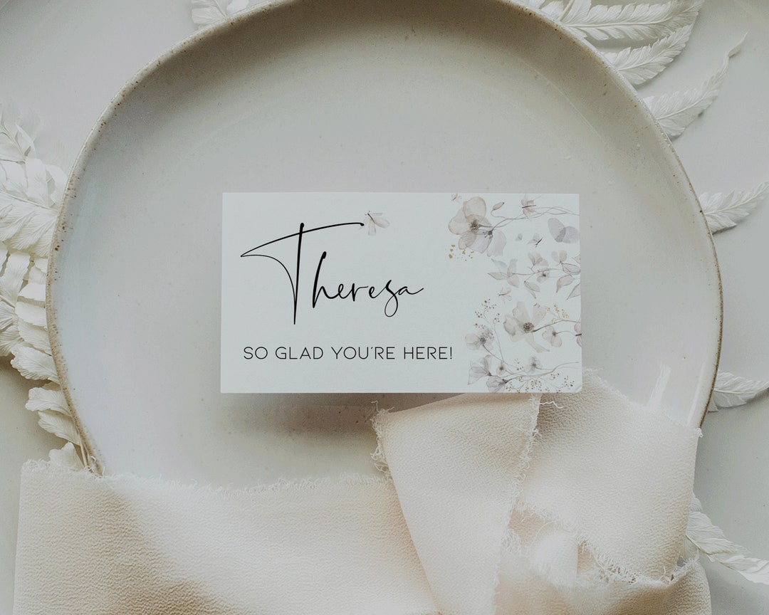 Editable Place Cards Template Floral, Wildflower Name Escort Cards