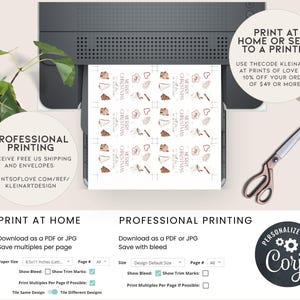 May include: A printable sheet of 8.5x11 inch Christmas gift tags with a rustic design featuring a gingerbread house, a Christmas tree, and the text "Merry Christmas". The tags are designed to be printed at home or professionally.