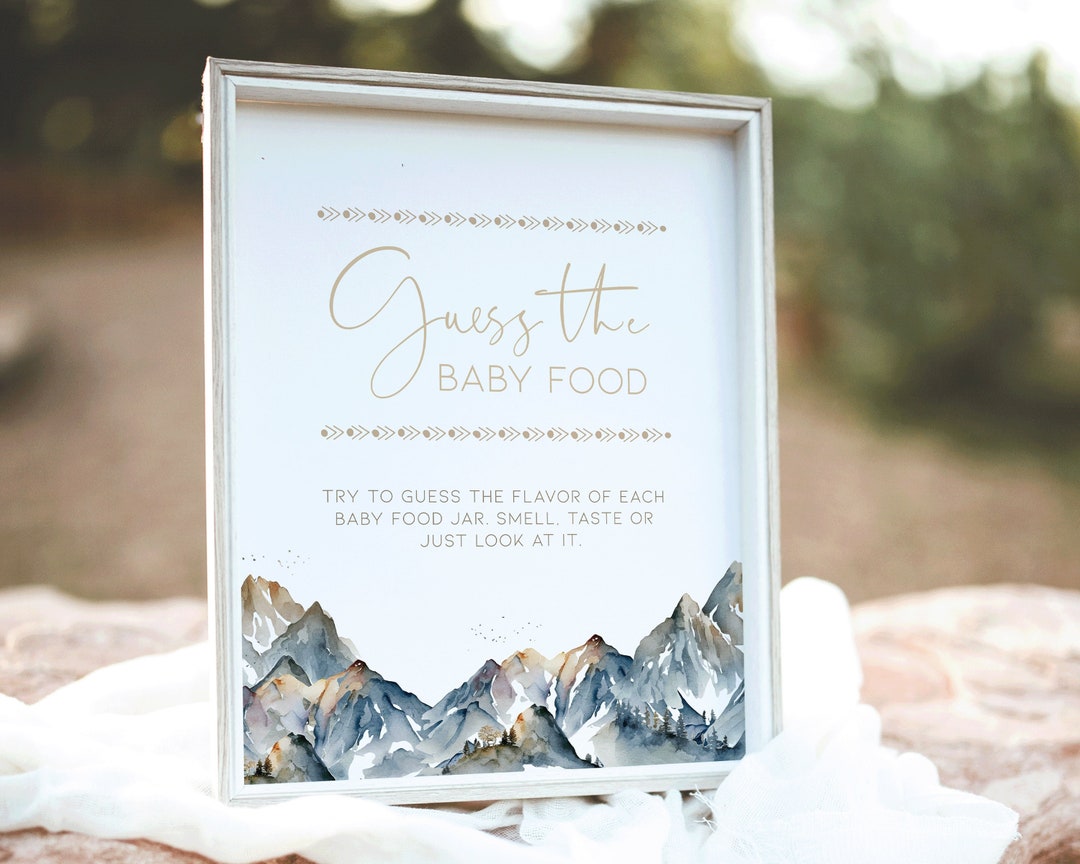 Mountain Themed Baby Shower Game Guess the Baby Food Sign DIGITAL ...