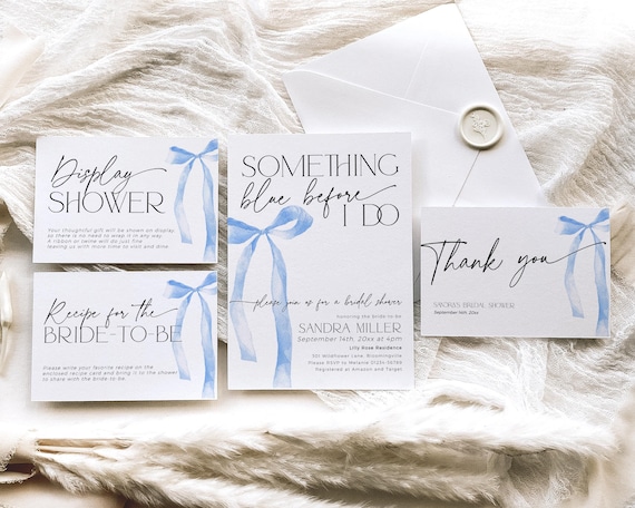 Something Blue Before I Do Bridal Invitation BUNDLE Template, Shes Tying the Knot Bachelorette Invite, Coquette Bow Wedding Shower, BS89