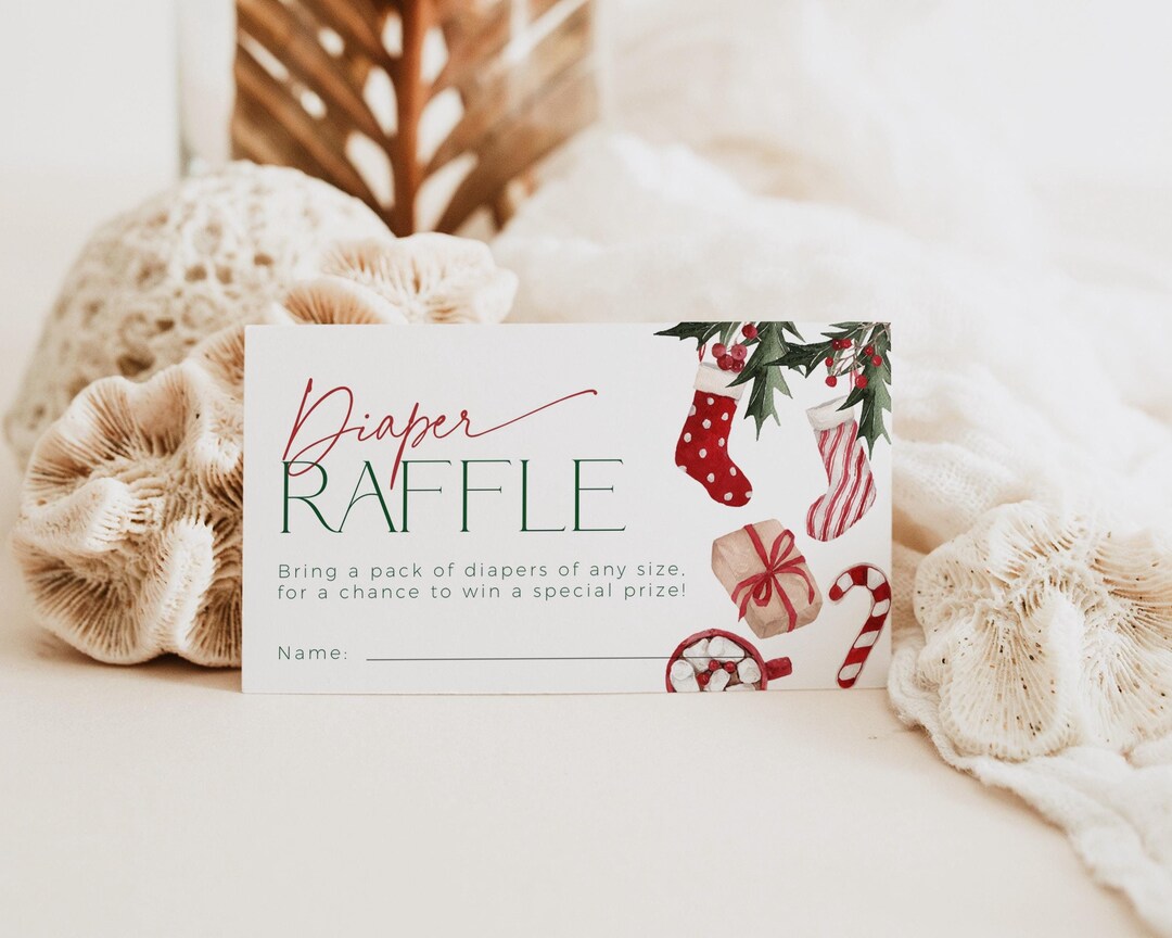 Santa Clause Raffle Santa Baby Shower Diaper Raffle Ticket Template, Merry Little Baby ...