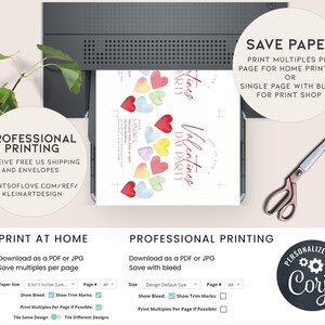May include: Printable Valentine's Day party invitation with a watercolor heart design. The invitation says "This is for a Valentine's Day Party". The invitation is available for professional printing or print at home. The invitation can be personalized with the name "Sandra".
