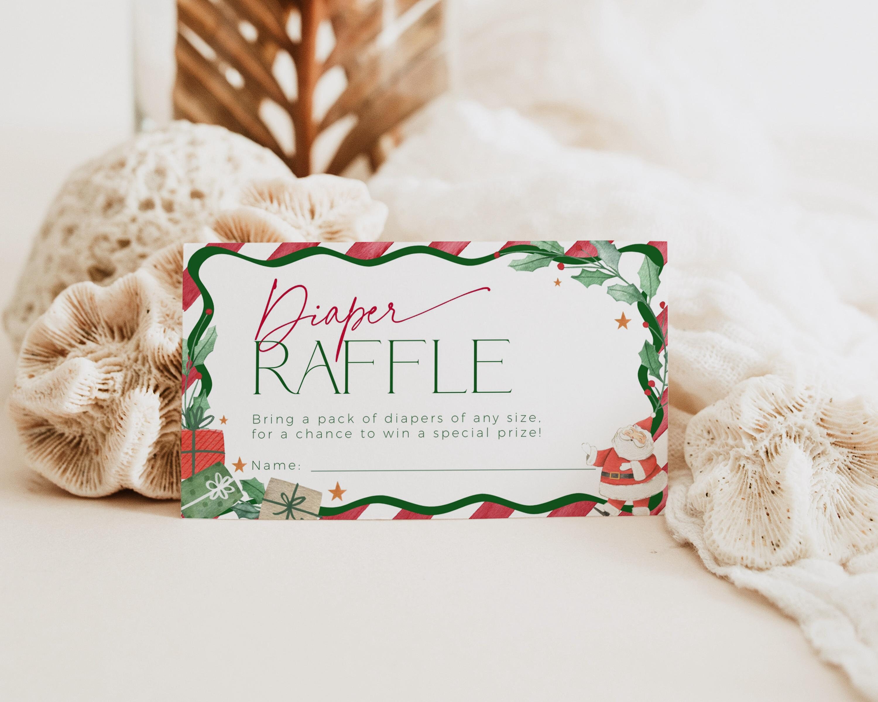 Design Santa Raffle Santa Baby Shower Diaper Raffle Ticket Template, Merry Little Baby ...