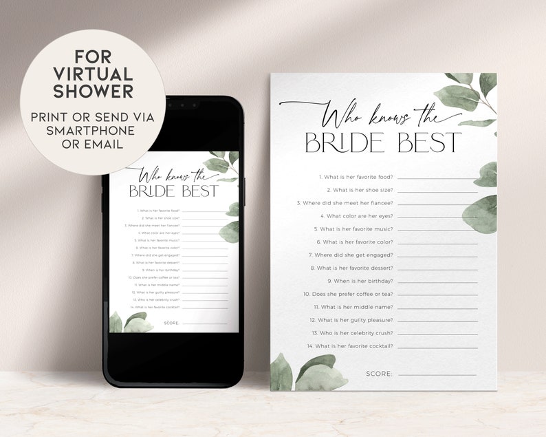 Eucalyptus Bridal Shower Games Bundle PRINTABLE Editable Hen Etsy