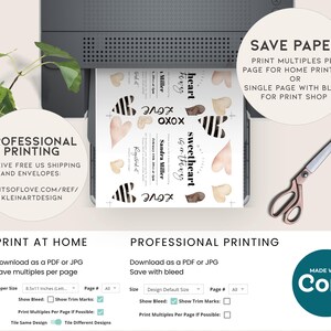 May include: A digital printable wedding invitation template featuring a watercolour heart design. The invitation includes the text "sweetheart" and "forever" in a black and white striped font. The invitation also features the names "Sandra Miller" and "Miller" in a script font. The invitation is available for both home printing and professional printing.