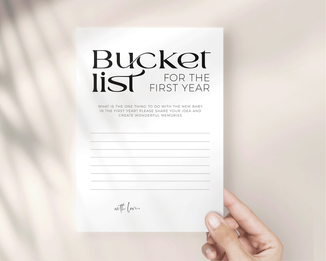 Bucket List for Baby's First Year PRINTABLE Baby Shower Games ...