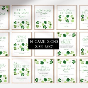 Lucky in Love St Patricks Day Bridal Shower Games Bundle, Editable Green Shamrock March Bachelorette Activity Pack, Irish Template, CH101 image 4