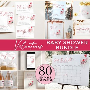 Valentines Baby Shower Game Bundle Template, Editable Love Letter February Sprinkle Pack, Little Sweetheart on Way Printable Download, CH83