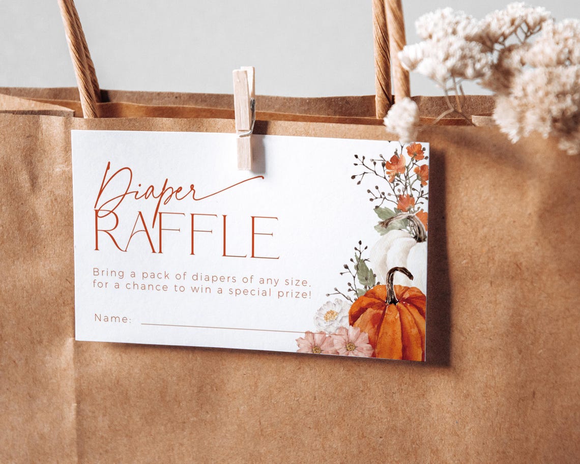 Falling Raffle Tickets Falling in Love Diaper Raffle Ticket Invite Insert, Little Pumpkin on ...