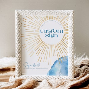 Here Comes The Son Custom Sign, Baby Shower Sign Template, Modern Baby Boy Shower Printable Decor, Editable Template, Digital Download, BB29