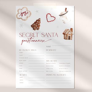 Fragebogen Vorlage Lebkuchen, Weihnachtsplätzchen, Partygeschenkbörse, Urlaubwunschliste Form, Lieblingssachen, CH74