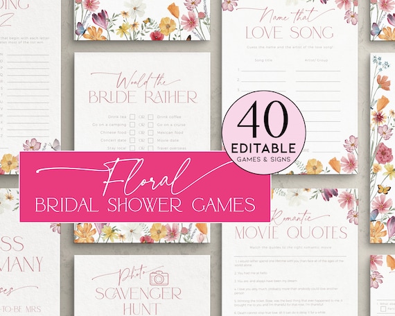 Wildflower Bridal Shower Game Bundle, Editable Love in Bloom Hen Party Pack, Floral Bachelorette Printables, Flower Wedding Activity, BS98