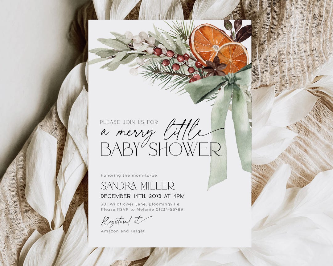 Plantilla de invitación para baby shower con temática navideña ...