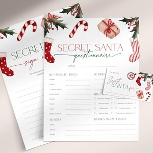 Secret Santa Sign Up Sheet Template Form, Secret Sister Gift Exchange List Coworkers, Name Cards Christmas Swap Questionnaire Work Pdf, CH47