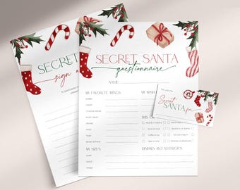 Secret Santa Sign Up Sheet Template Form, Secret Sister Gift Exchange List Coworkers, Name Cards Christmas Swap Questionnaire Work Pdf, CH47