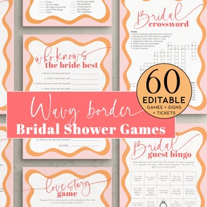 Wavy Border Bridal Shower games peach