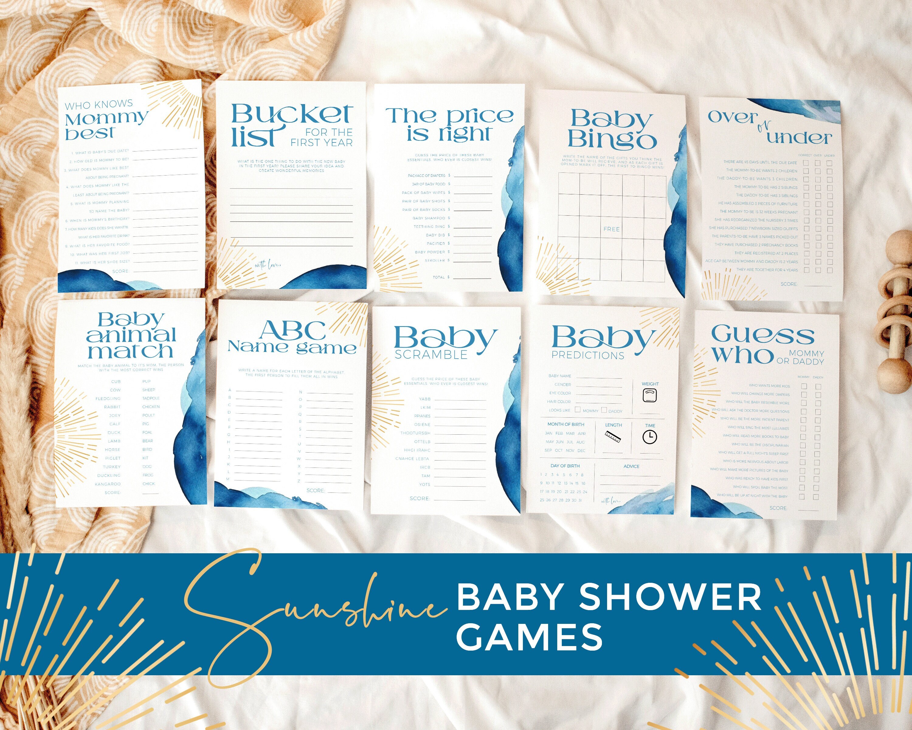 Baby shower games printable sunshine here comes the son editable