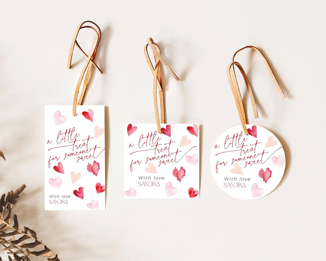 Pink Hearts Valentines Day Gift Tag Printable, Friendsgiving Red ...