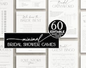 Minimalist Bridal Shower Games Bundle PRINTABLE, Simple Custom Bridal Shower Games Pack, Modern Guess Who I Am, Minimal Ring Hunt Set, BS35