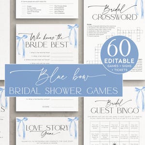 Something Blue Before I Do Bridal Shower Games BUNDLE, Shes Tying The Knot Bachelorette Party, Coquette Bow Wedding Activity Template, BS89