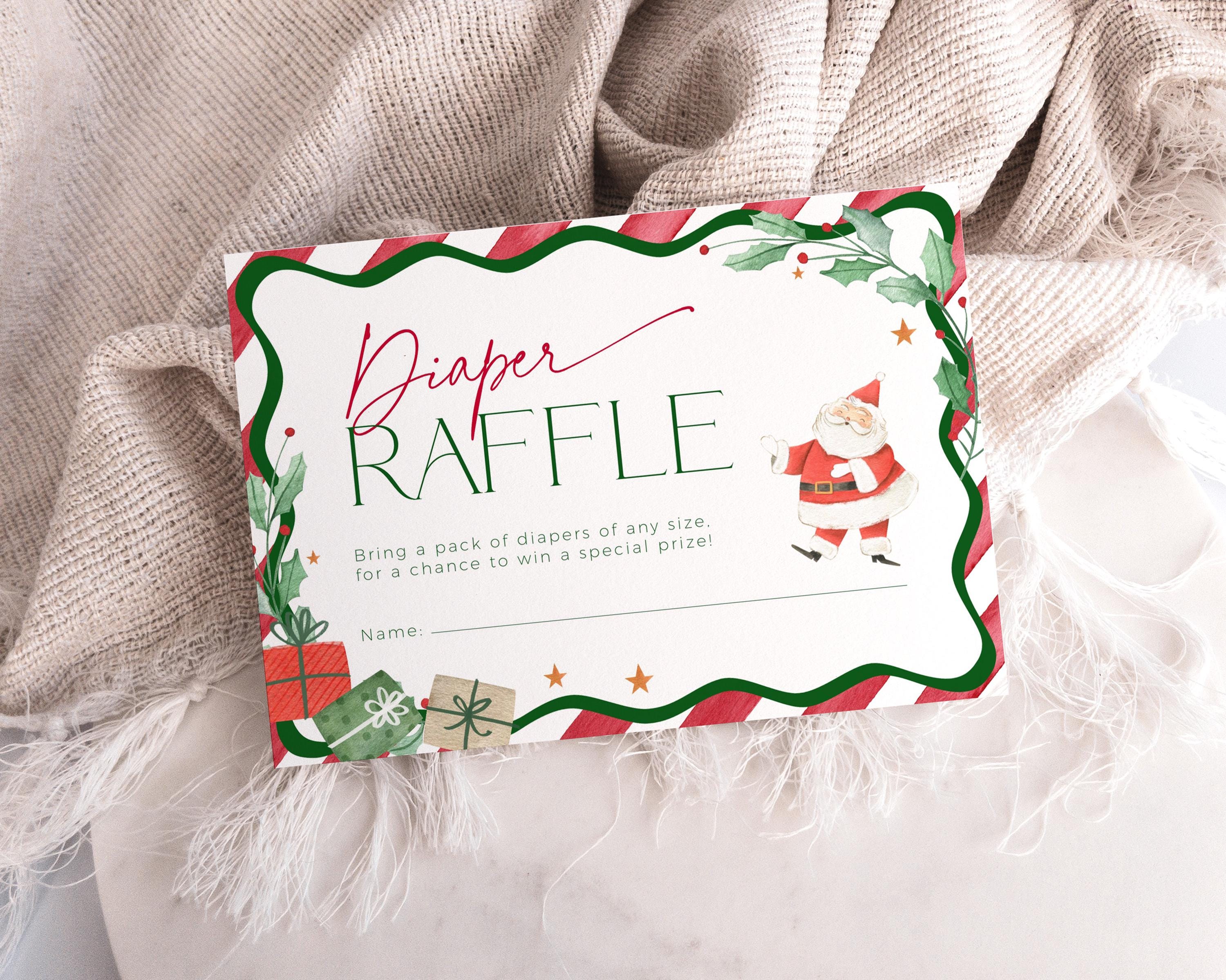 Design Santa Raffle Santa Baby Shower Diaper Raffle Ticket Template, Merry Little Baby ...