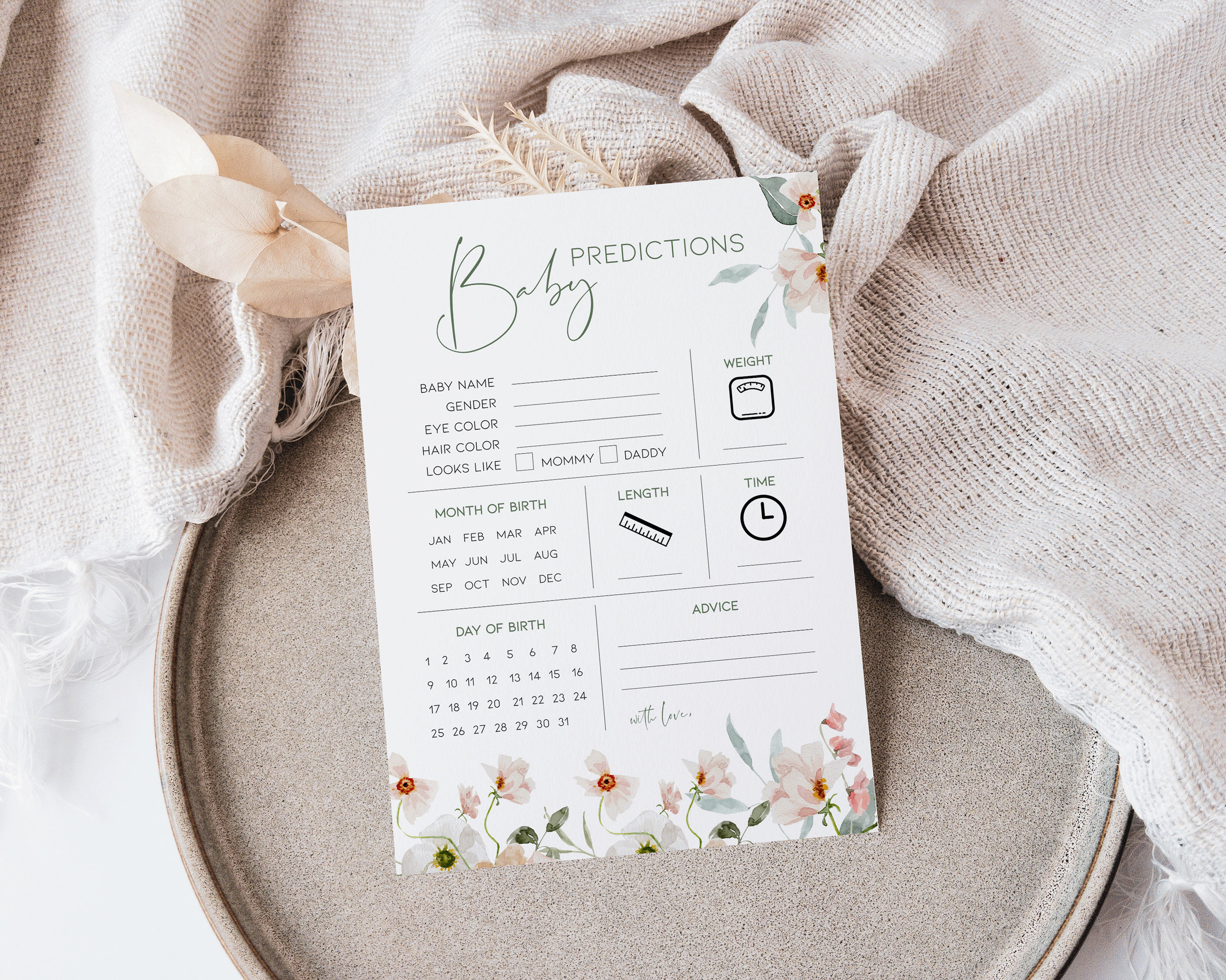 Carte Da Gioco Per Baby Shower 'Wild Spring Flowers' - 30 Pezzi, 12,7x17,8 Cm - Giochi A Tema Floreale Per Annuncio Nascita - 5