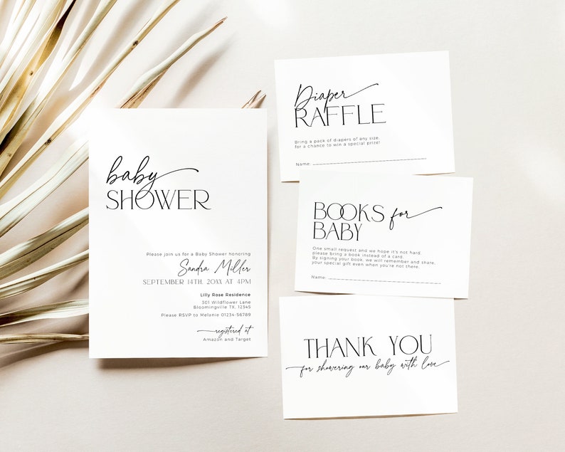 MinimalBaby Shower invitation bundle