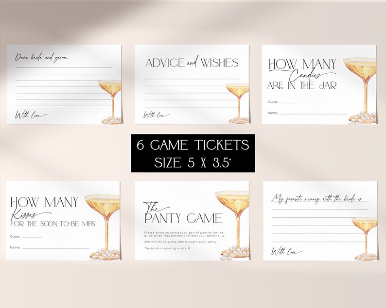 Pearls and Prosecco Bridal Shower Games BUNDLE, Neutral Script Brunch and Bubbly Bachelorette Activity, Champagne Wedding Printable, BS61 image 6