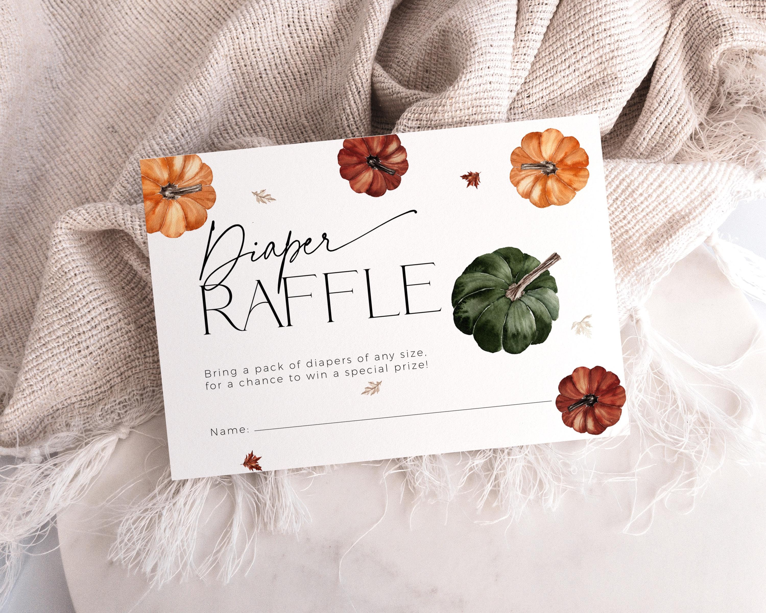 Falling Raffle Tickets Colorful Little Pumpkin is on the Way Diaper Raffle Ticket Invite ...