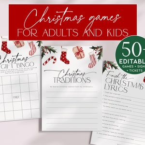 Christmas Games Bundle For Families, Fun Adult Christmas Party Games to Play, Office Gift Exchange Activity for Groups, Xmas Pack Kids, CH47