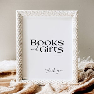 Geschenke und Bücher Babypartyschild, Geschlechtsneutral, Junge oder Mädchen, minimal, bearbeitbare Vorlage, druckbares Duschedekor, digitaler Download, BB27