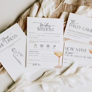 Pearls and Prosecco Bridal Shower Games BUNDLE, Neutral Script Brunch and Bubbly Bachelorette Activity, Champagne Wedding Printable, BS61 image 2