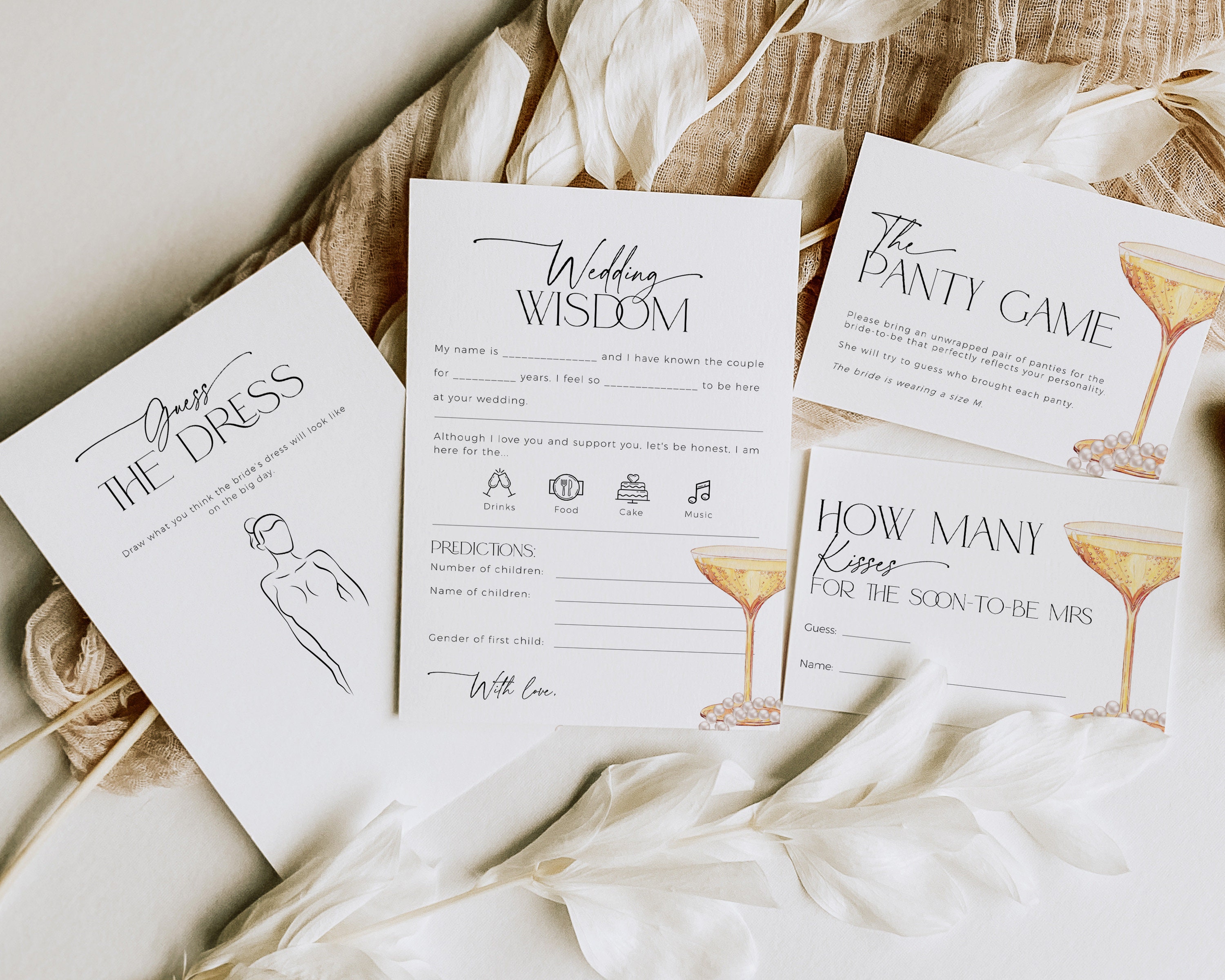 Pearls and Prosecco Bridal Shower Games BUNDLE, Neutral Script Brunch ...