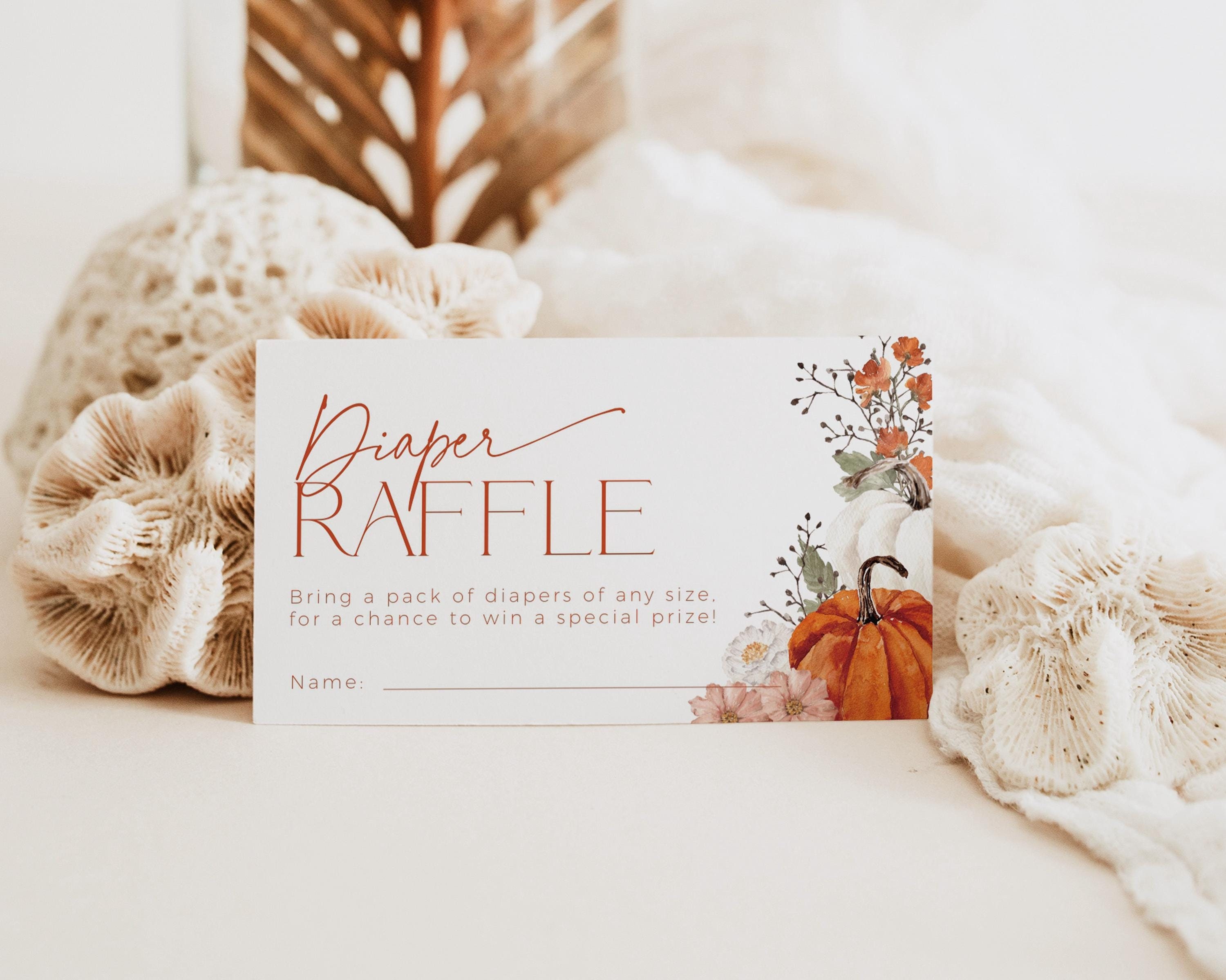Falling Raffle Tickets Falling in Love Diaper Raffle Ticket Invite Insert, Little Pumpkin on ...
