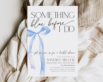 Something Blue Before I Do Bridal Shower Invitation, Tying The Knot Invite PRINTABLE, Coquette Pink Bow Engagement Template Download, BS89