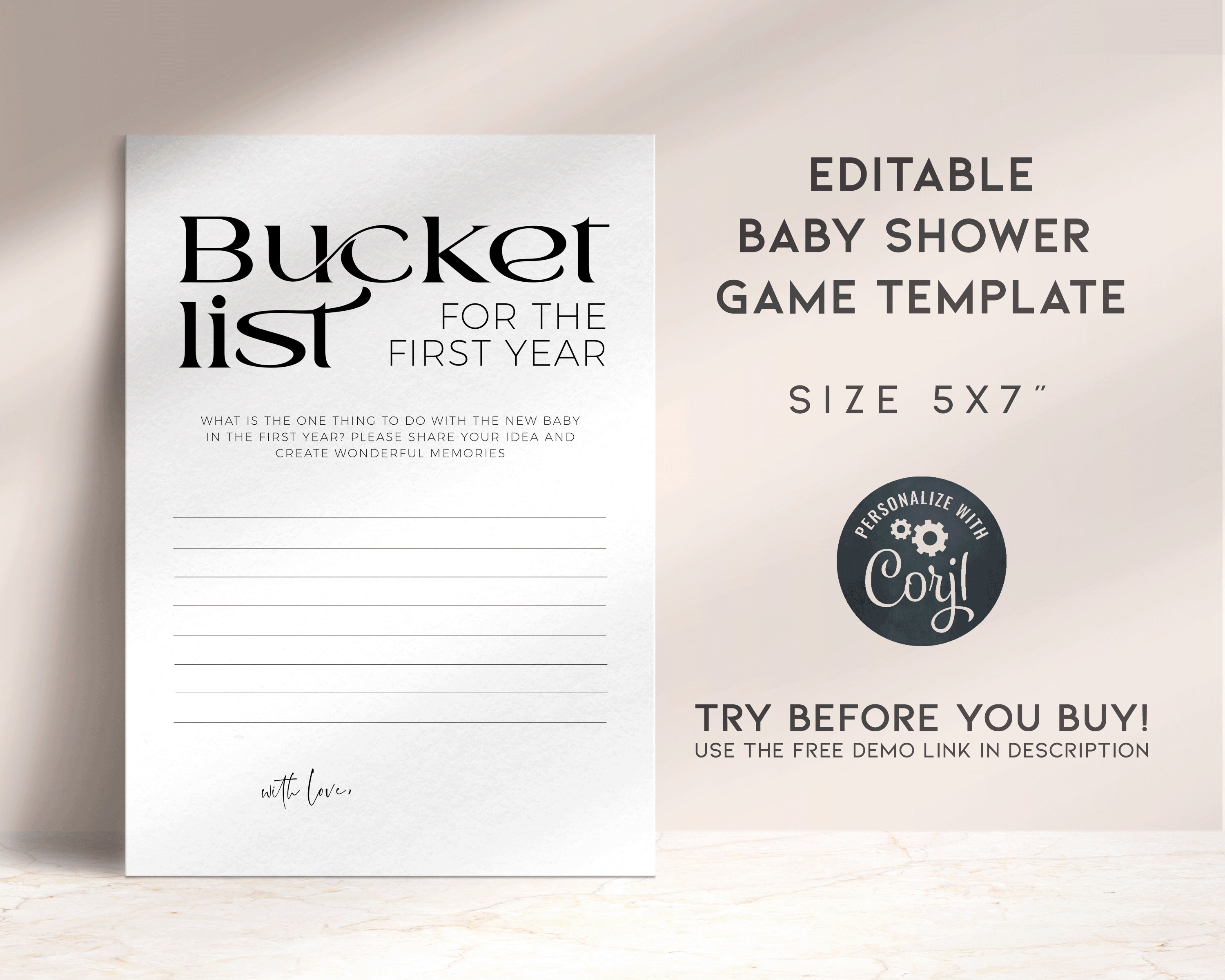 Bucket List for Baby's First Year PRINTABLE Baby Shower Games ...