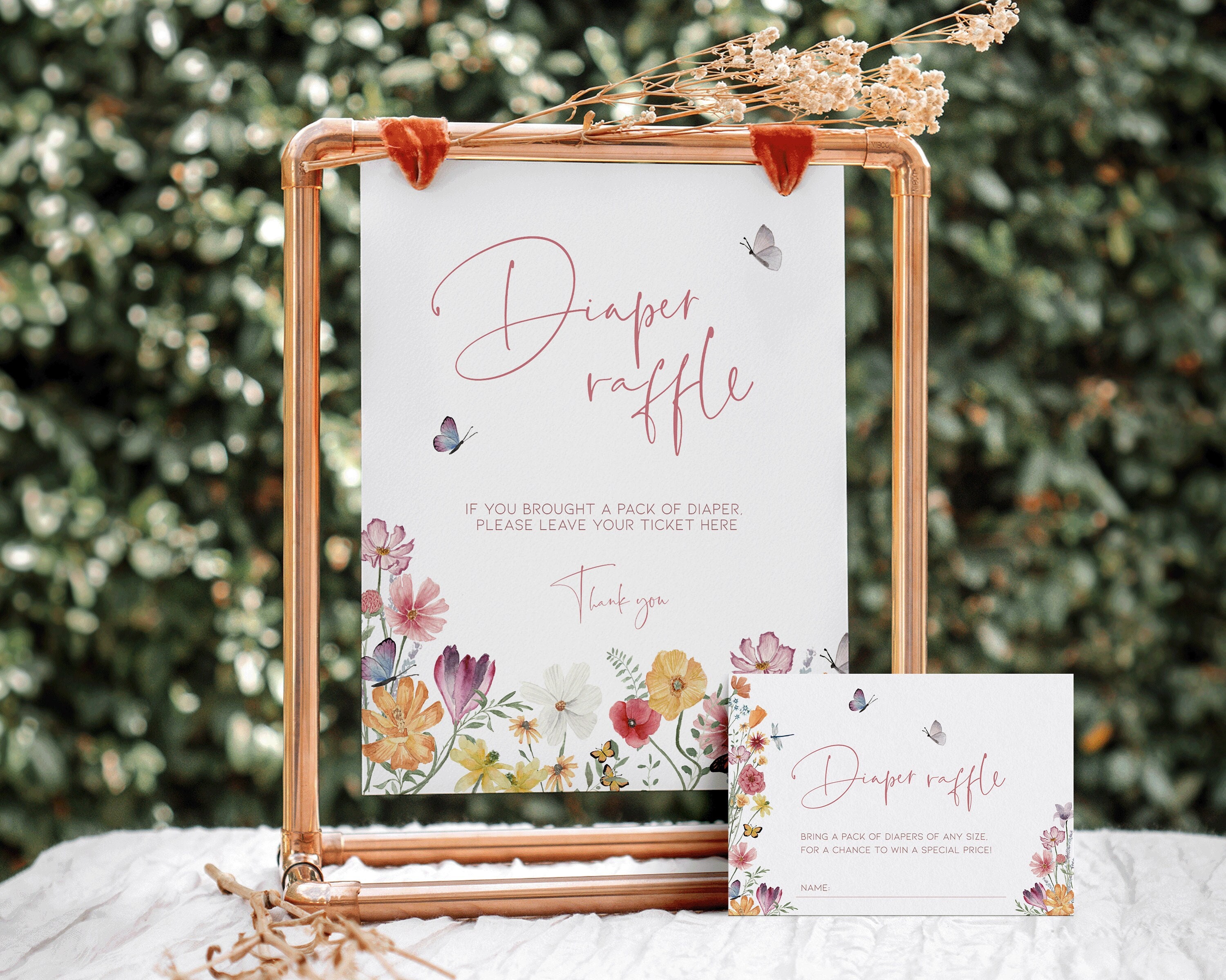 Don't Say Baby Shower Game - Spring Floral Sign With 50 Wooden Clothespins, Gender Neutral Party Game