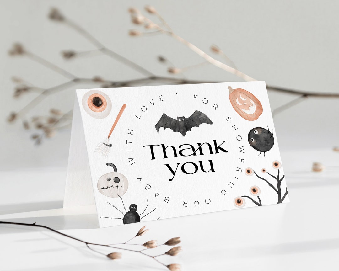 Pink Halloween Thank You Note Little Boo, Pastel Pumpkin PRINTABLE ...