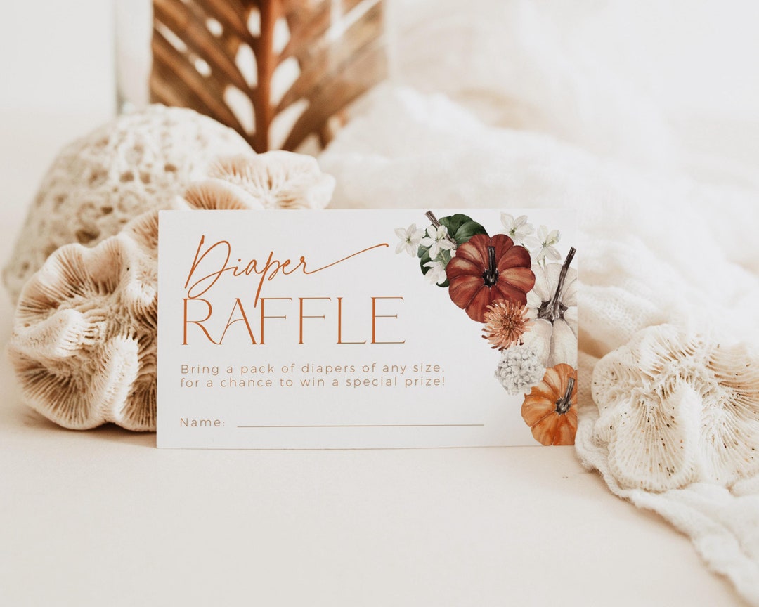 Floral Diaper Raffle Ticket Invite Insert, Colorful Little Pumpkin on ...