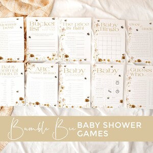 Bundle jeux de baby shower, imprimable, cadeau de fleurs sauvages, bingo bourdon, capsule temporelle, devinez qui maman ou papa, prédictions de bébé, BB30
