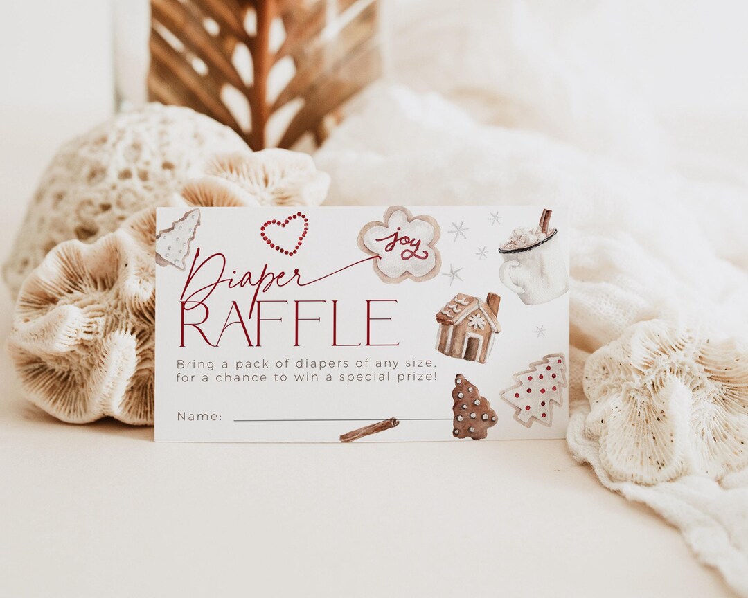 Cookie Raffle Christmas Cookie Diaper Raffle Ticket Template, Gingerbread Merry ...