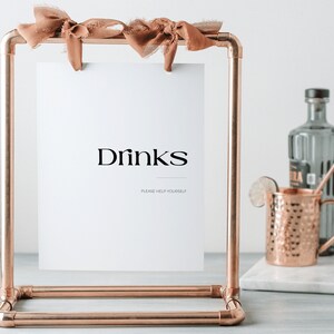 Drinks Sign For Baby Shower, Simple Bar Sign for Party, Printable Decor, Editable Template, Suitable for Birthday, Wedding, Bridal BB27