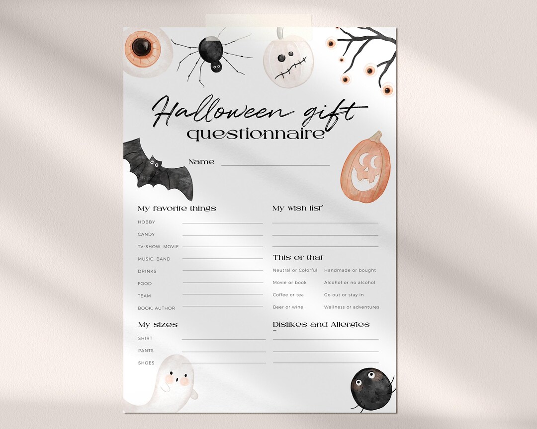 Pastel Halloween Gift Exchange Form Printable, Editable School Boo ...