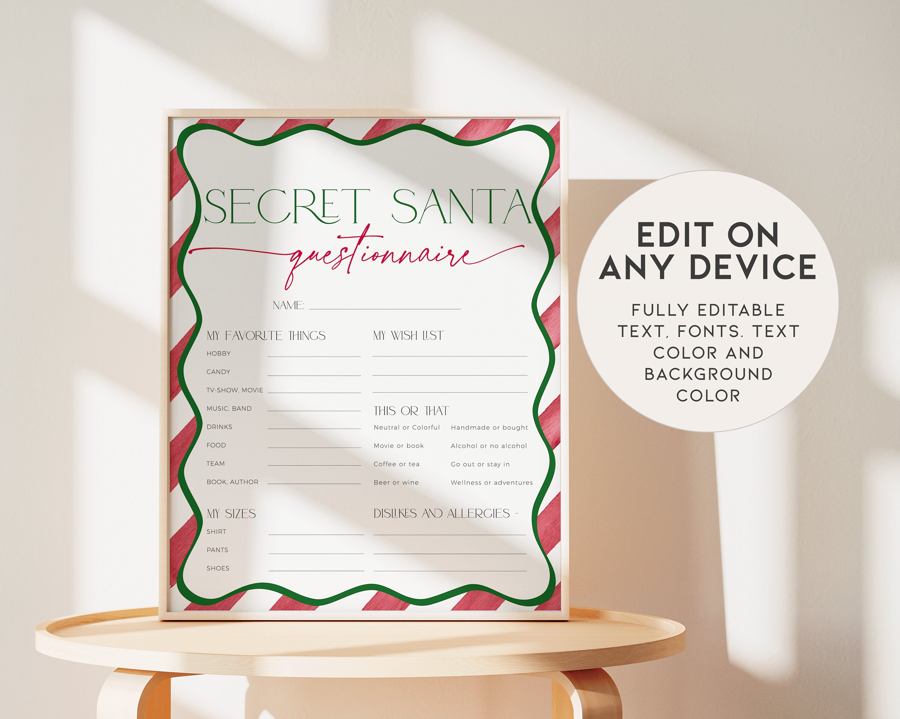 Christmas Gift Exchange Questionnaire, Office Xmas Party Template ...