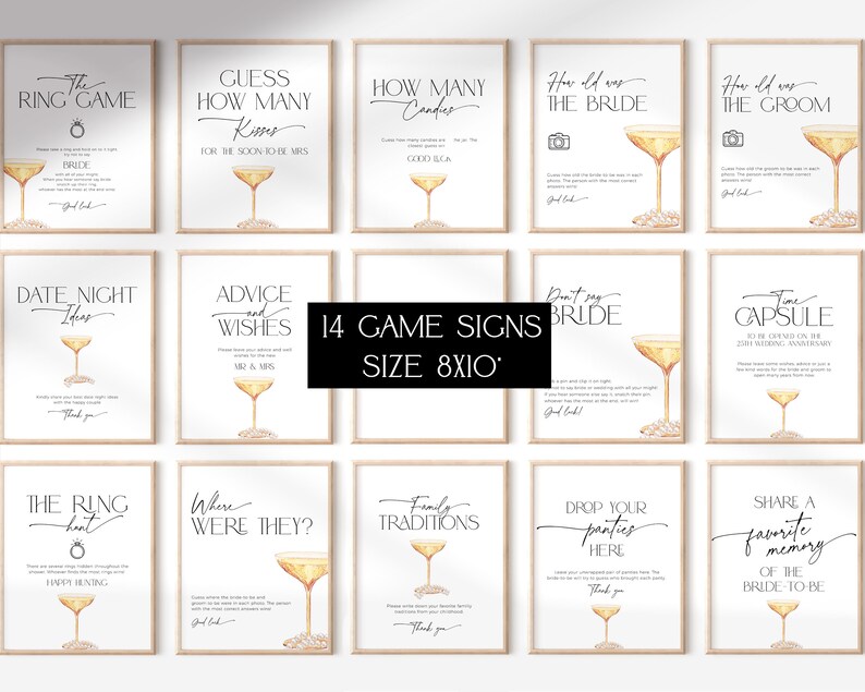 Pearls and Prosecco Bridal Shower Games BUNDLE, Neutral Script Brunch and Bubbly Bachelorette Activity, Champagne Wedding Printable, BS61 image 4
