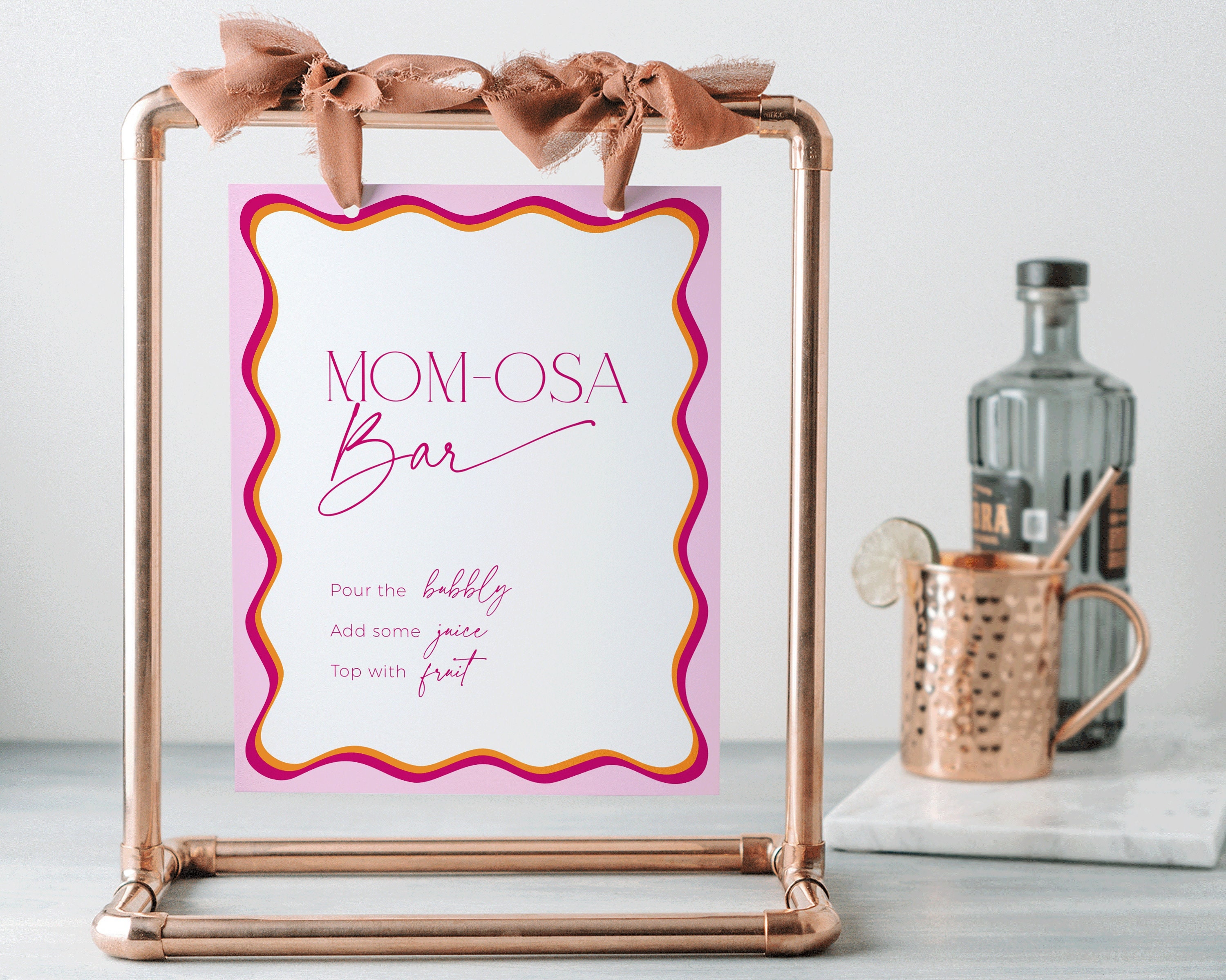 Mom-osa Bar Sign Pink Wavy Border, Fuchsia Baby Shower Decoration, Modern  Drink Signage for Mom-to-be Red, Colorful Newborn Party Girl, BS36 - Etsy, image size:3000x2399