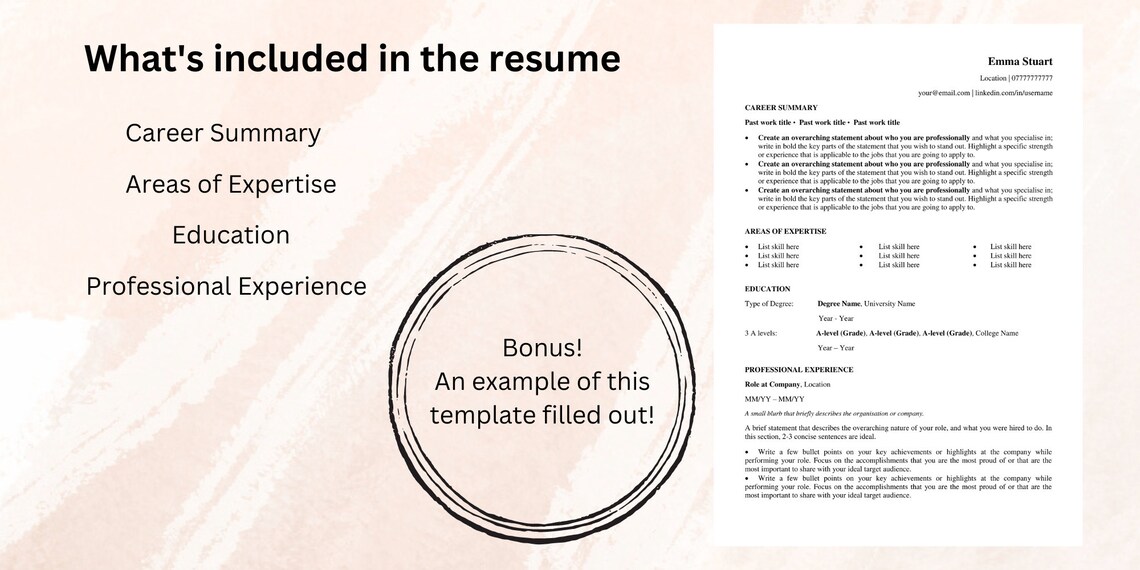 Random Filled Cv.pdf Professional Resume Template, CV Template, Filled Out Example of ...