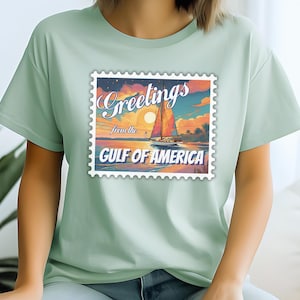 Camiseta del Golfo de América, camiseta divertida de Trump, camiseta de vacaciones, viaje a la playa, navegación, postal, colores cómodos, verano de 2025, 4 de julio, patriótico